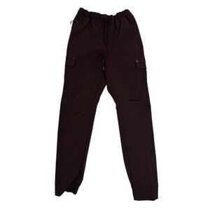 Fried Denim Womens Cargo Jogger Pants Burgundy Wine Elastic Waist Small